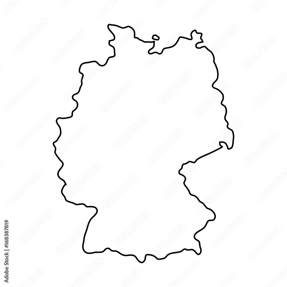 Germany map of black contour curves of vector illustration - obrazy, fototapety, plakaty 