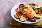 Grilled chicken breast and grilled vegetables