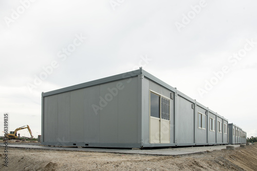 mobile building in industrial site or office container in construction site © bannafarsai