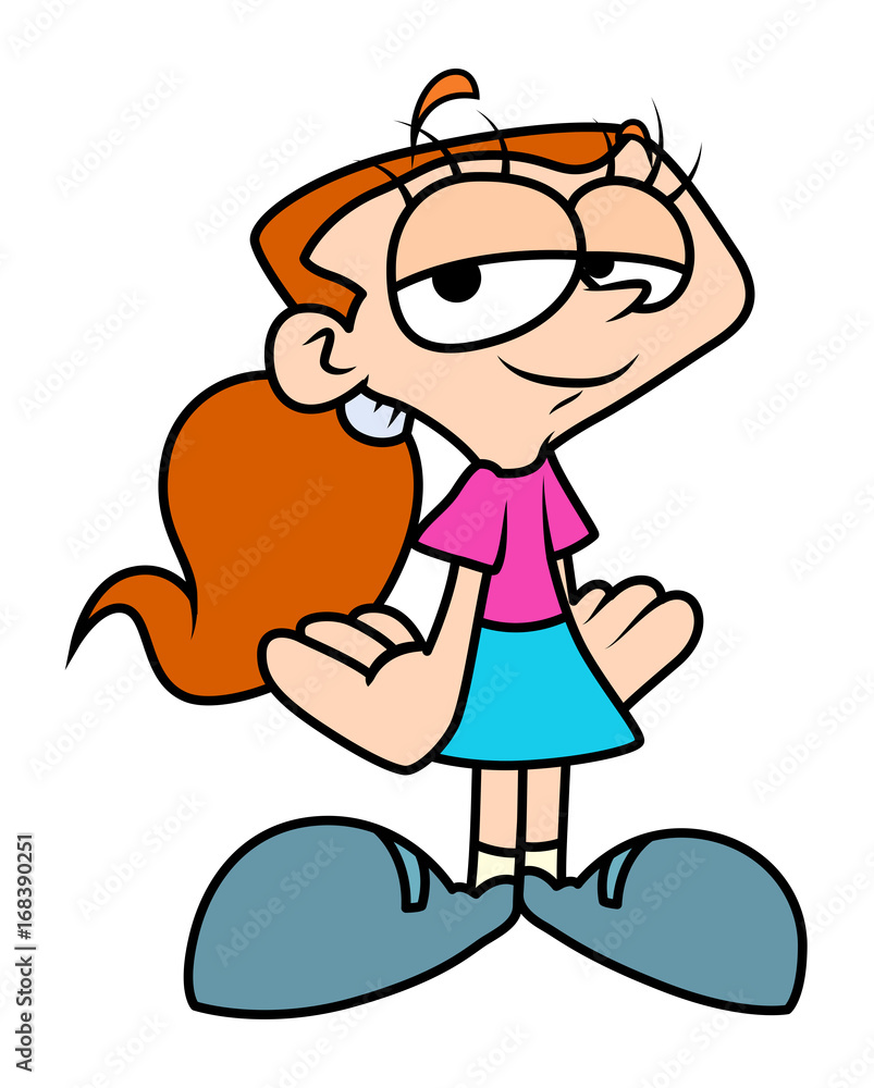 Funny Girl Cartoon Character Stock Vector | Adobe Stock