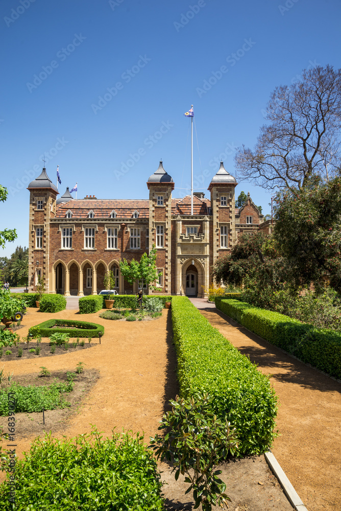 Government House and landscaped garden in Perth City center