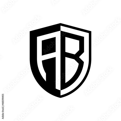 Initial two letter logo shield vector black
