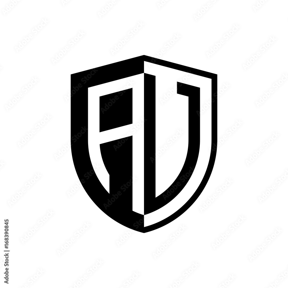 Initial two letter logo shield vector black Initial two letter logo shield vector black