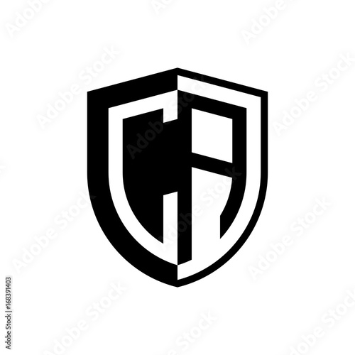 Initial two letter logo shield vector black