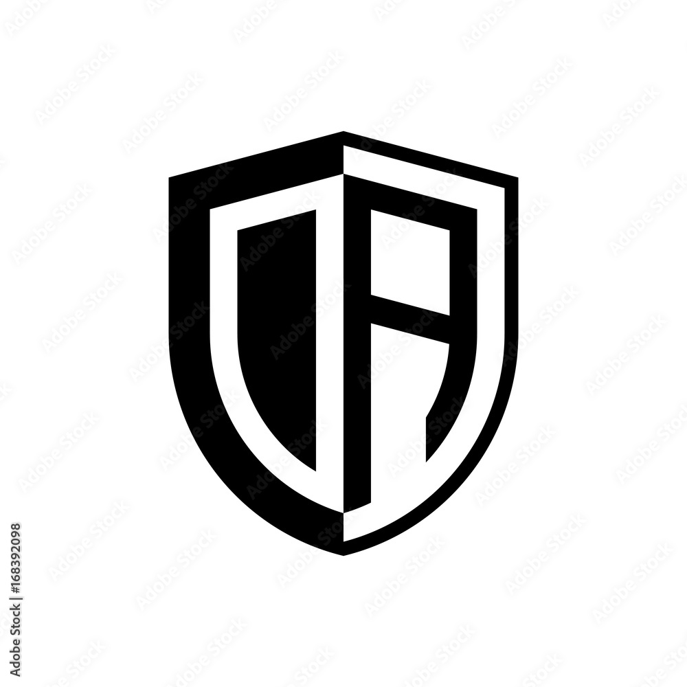 Initial two letter logo shield vector black Initial two letter logo shield vector black