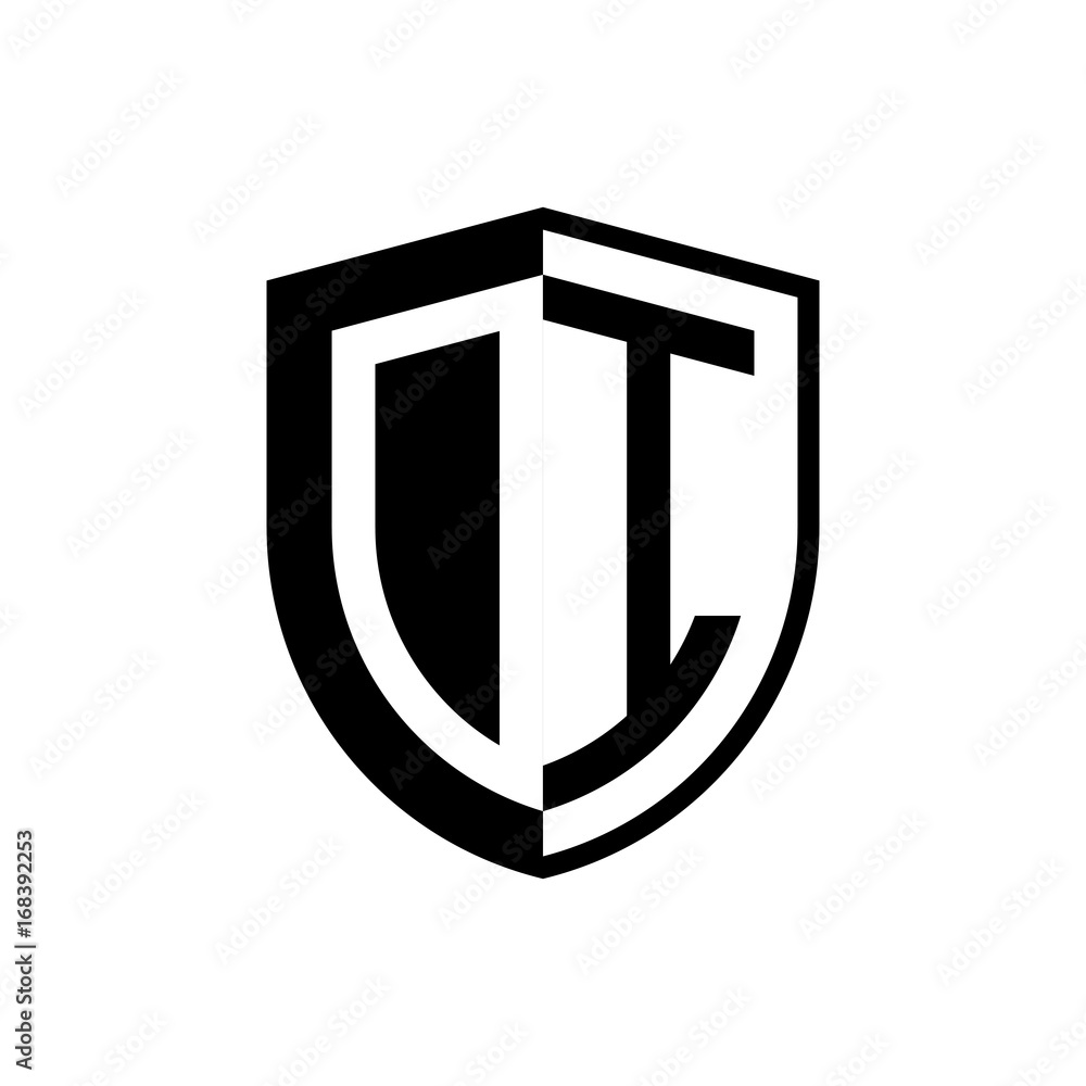 Initial two letter logo shield vector black Initial two letter logo shield vector black