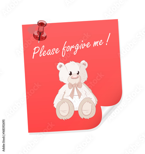 Cartoon Teddy Bear Vector - Please forgive me