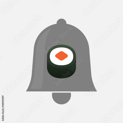 Isolated bell with a piece of sushi maki