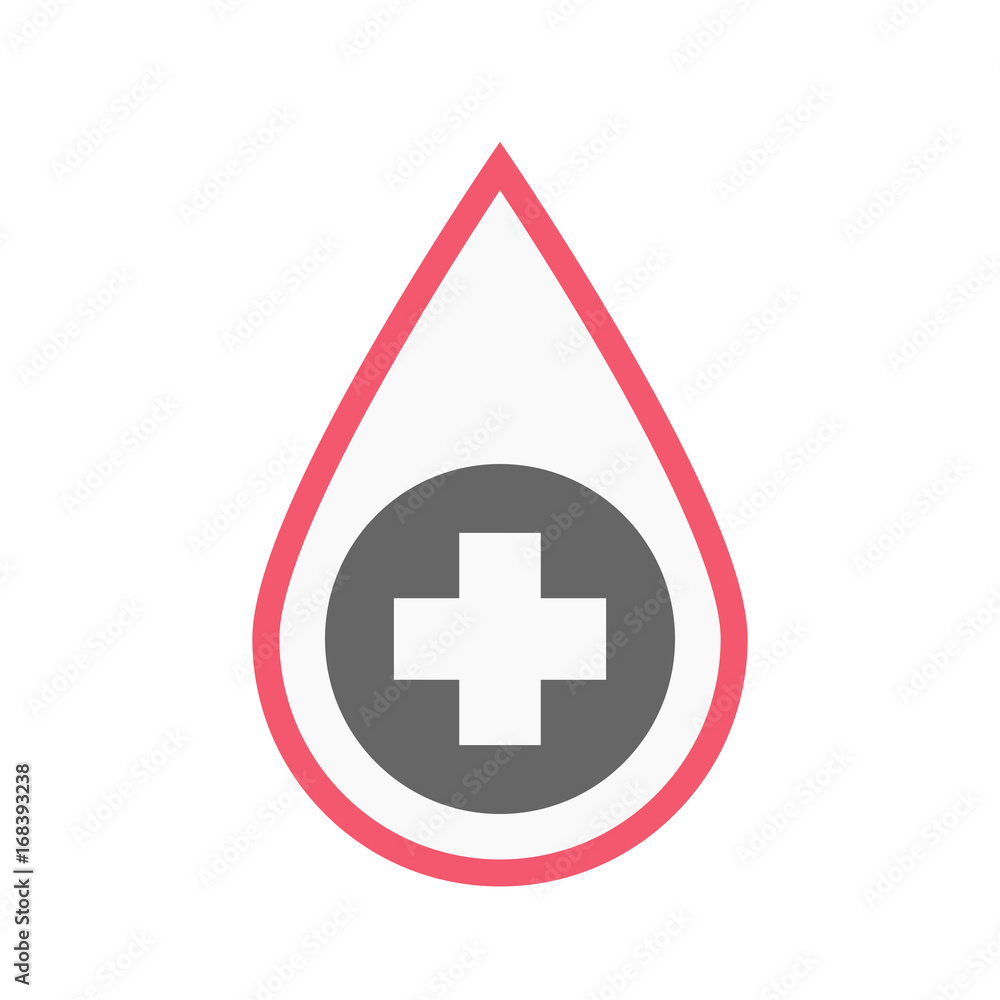 Isolated blood drop with a round pharmacy sign Isolated blood drop with a round pharmacy sign