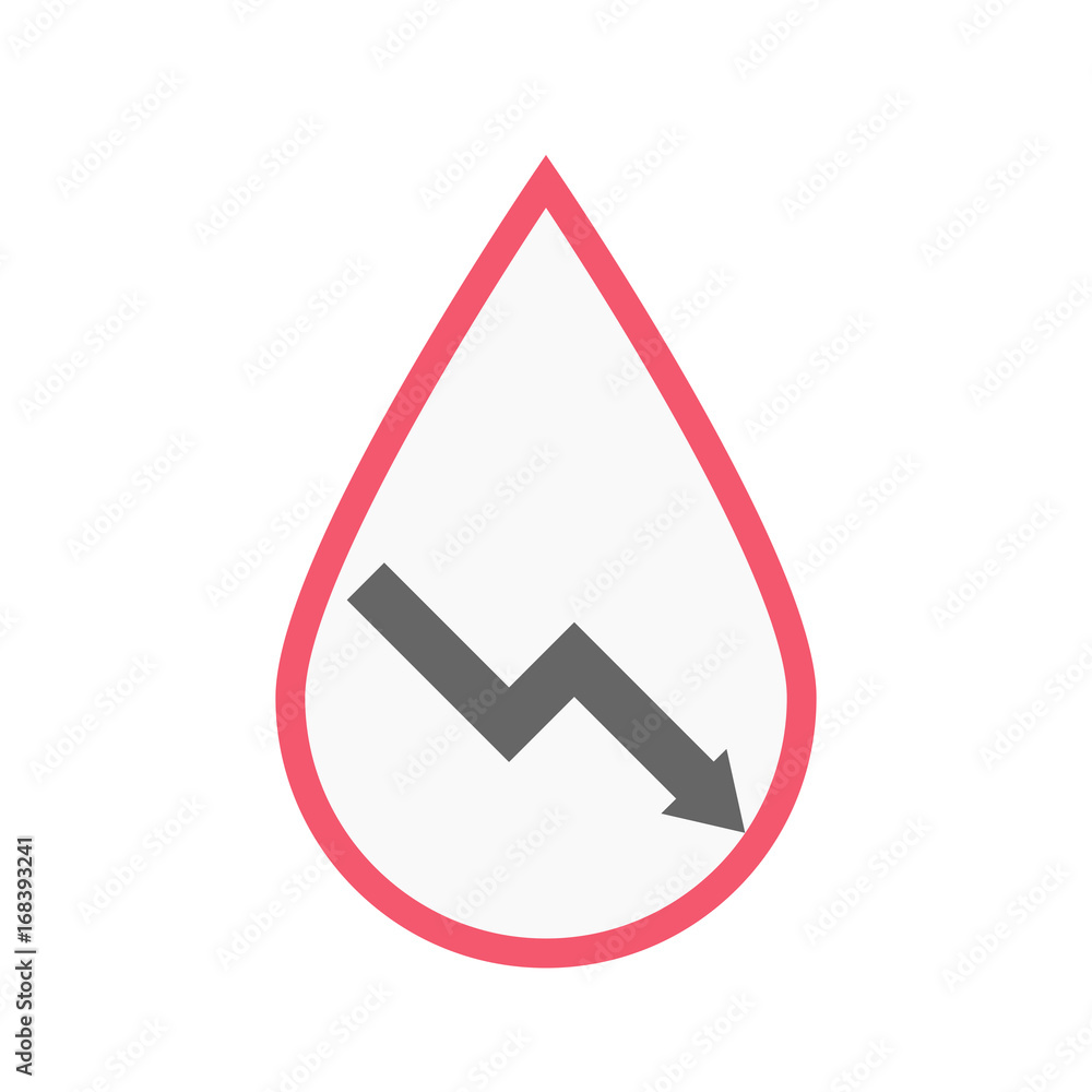 Isolated blood drop with a descending graph Isolated blood drop with a descending graph
