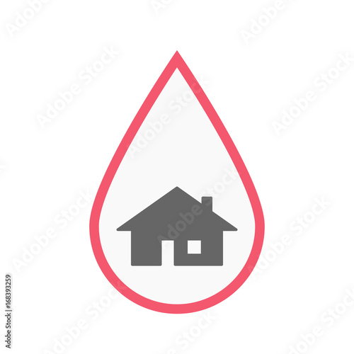 Isolated blood drop with a house