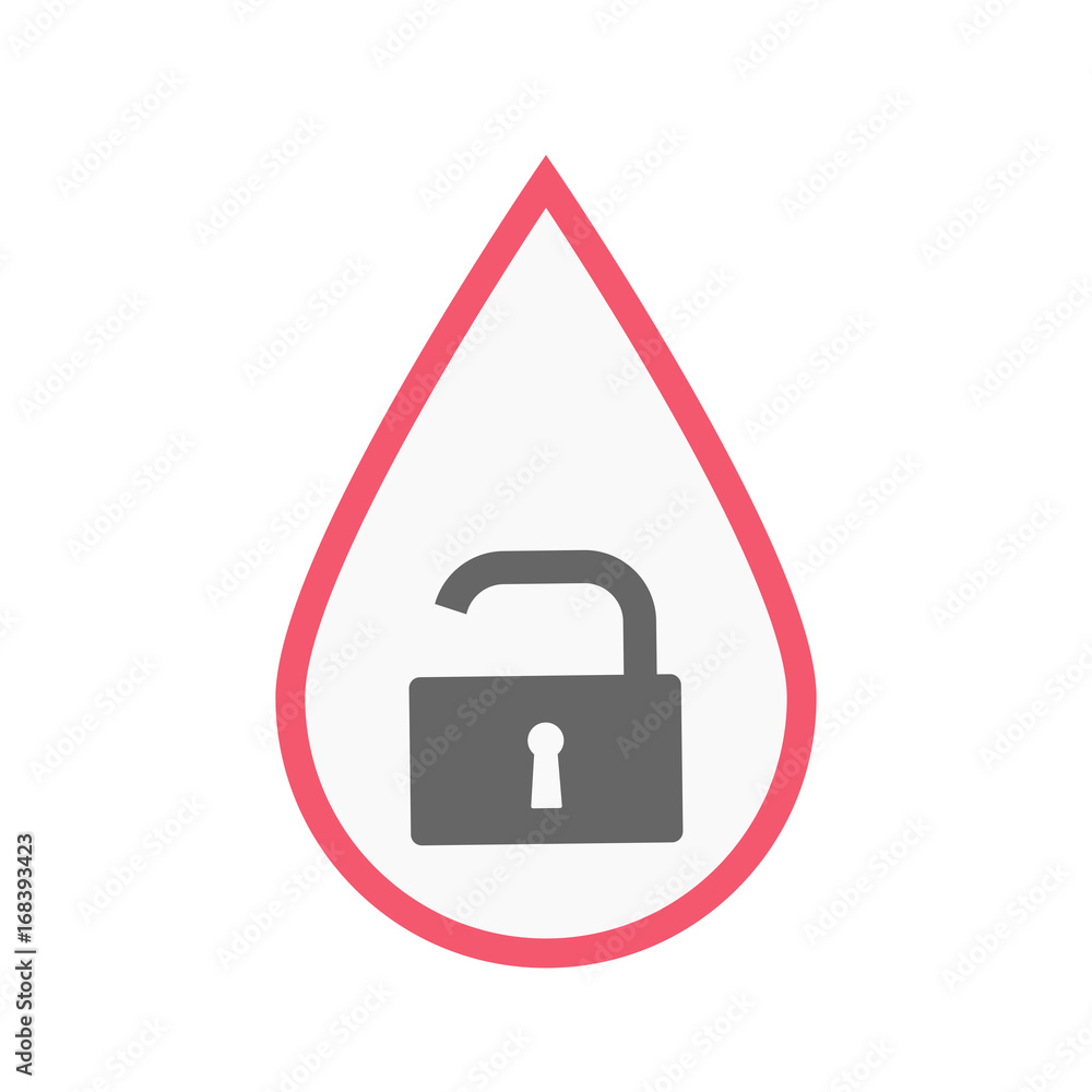 Isolated blood drop with an open lock pad