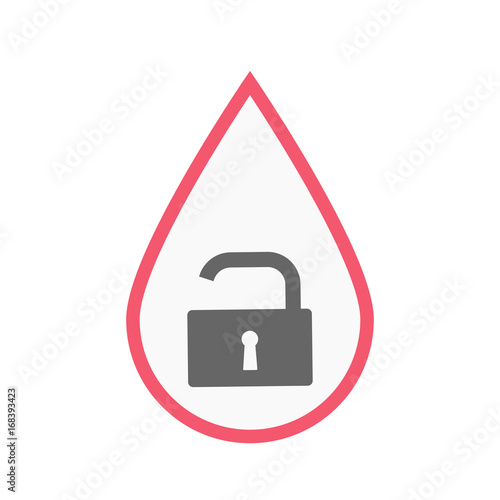 Isolated blood drop with an open lock pad