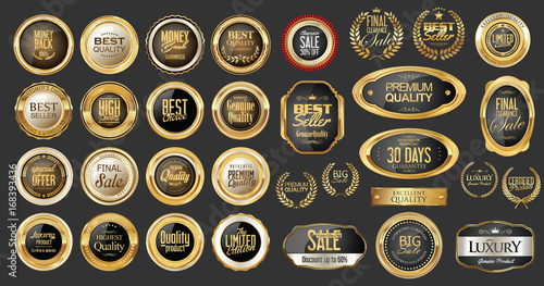 Luxury gold and silver design badges and labels collection 