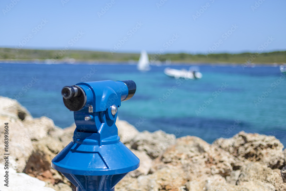 Lookout on a blue turquoise water in the shore of Mediterranean Sea
