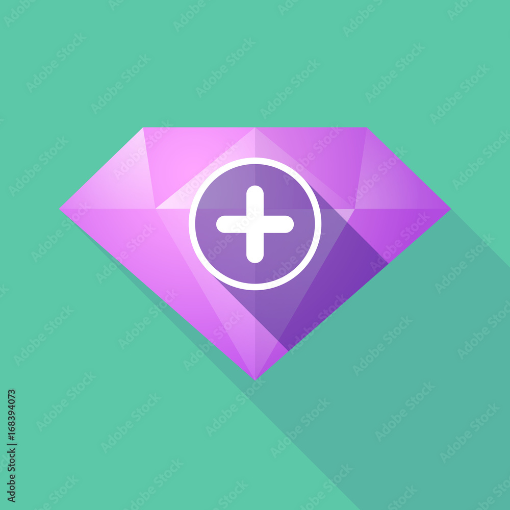 Obraz premium Long shadow diamond with a sum sign