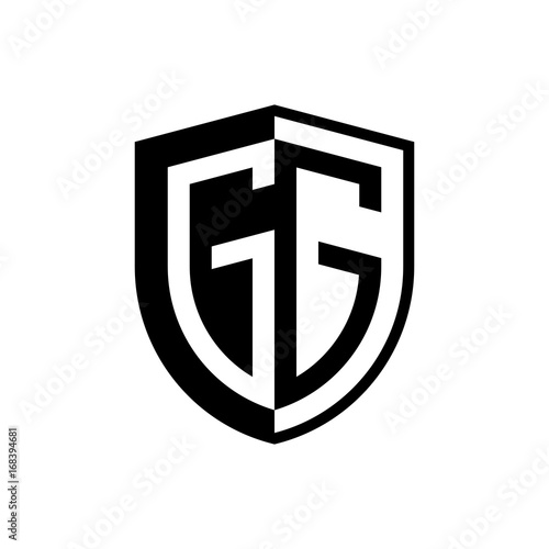 Initial two letter logo shield vector black