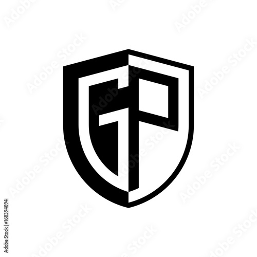 Initial two letter logo shield vector black