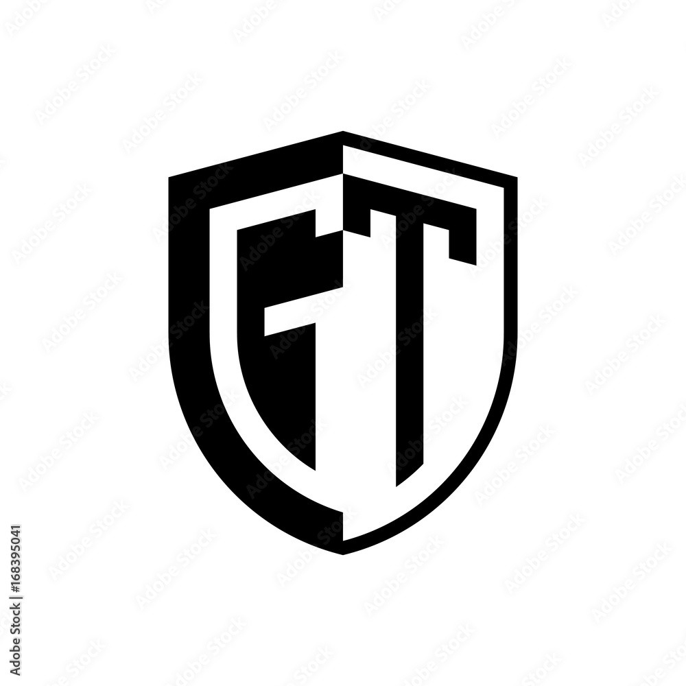 Initial two letter logo shield vector black Initial two letter logo shield vector black