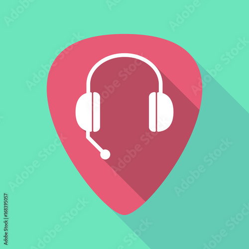 Long shadow plectrum with  a hands free phone device