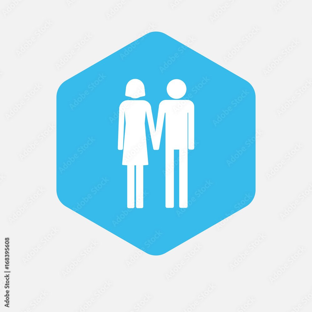 Isolated hexagon with a heterosexual couple pictogram Isolated hexagon with a heterosexual couple pictogram