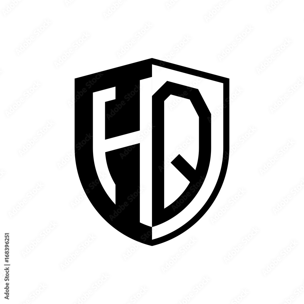 Initial two letter logo shield vector black Initial two letter logo shield vector black