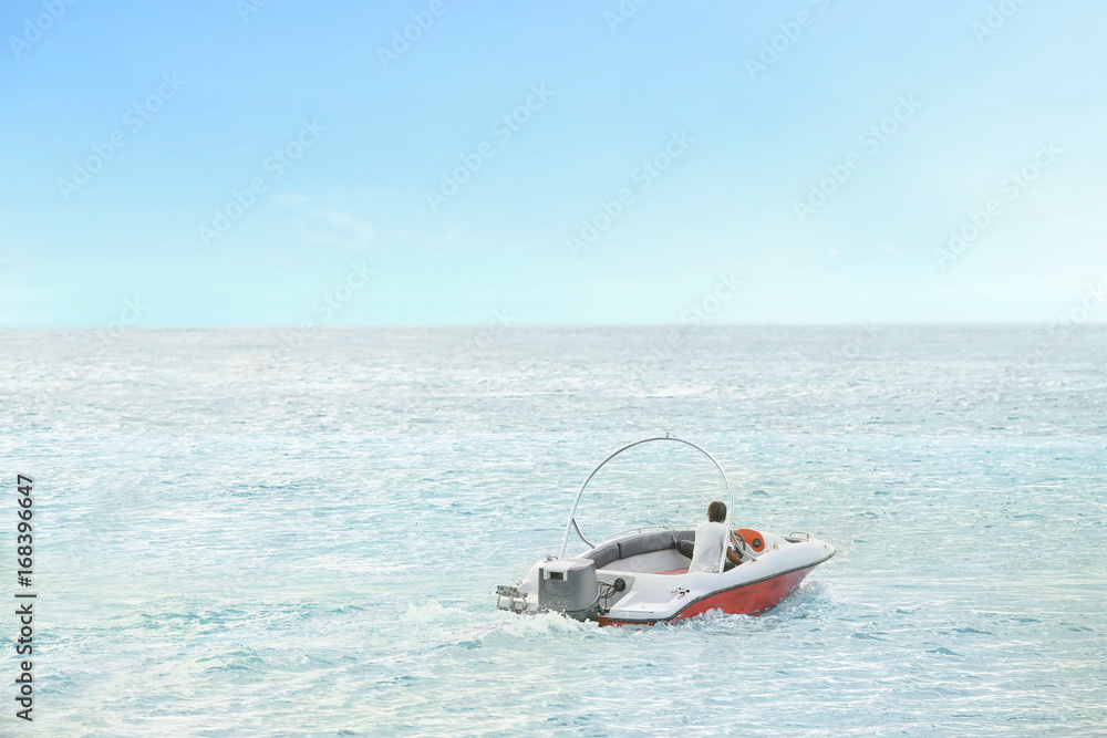 Modern boat at sea resort