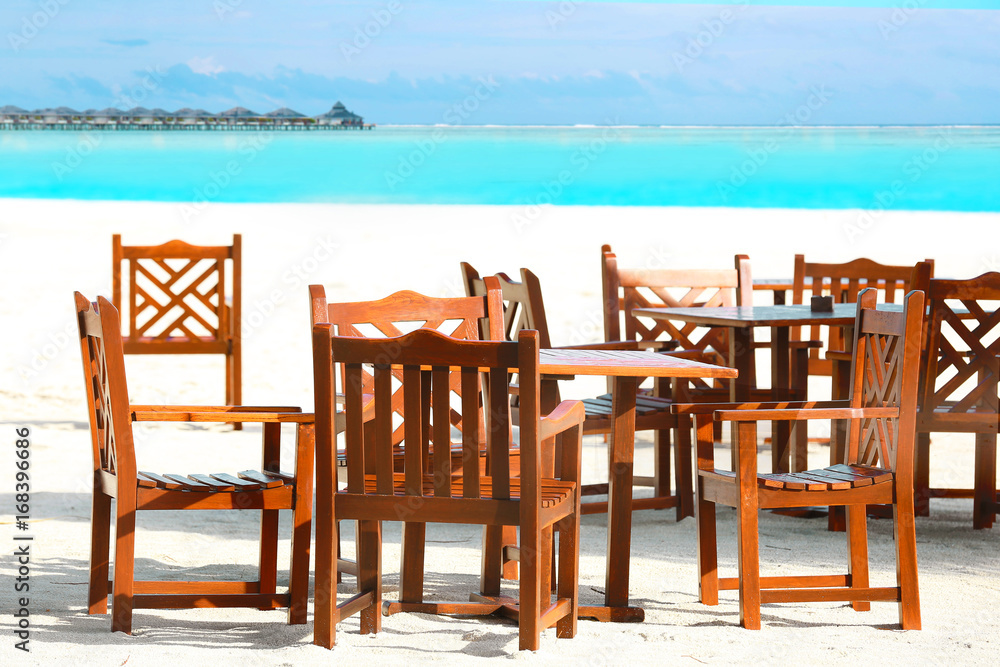 Territory of beach cafe at tropical resort