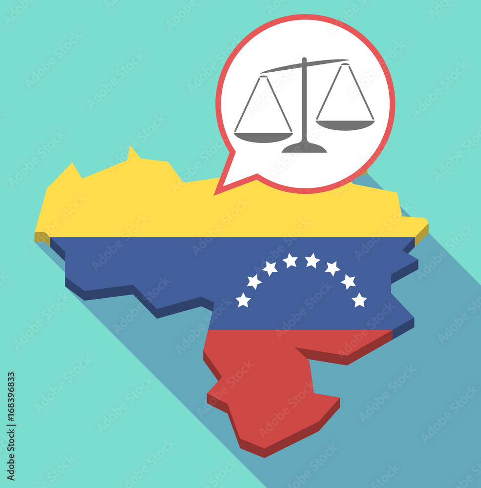 Fotografie Long shadow Venezuela map with  an unbalanced weight scale