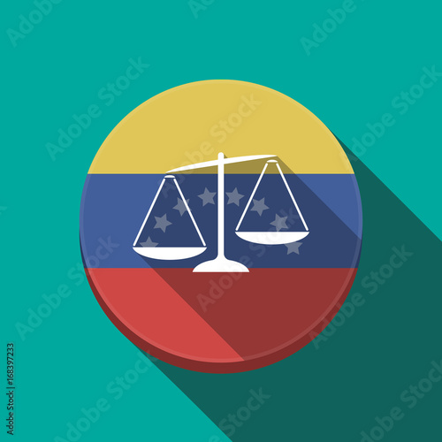 Long shadow Venezuela button with  an unbalanced weight scale