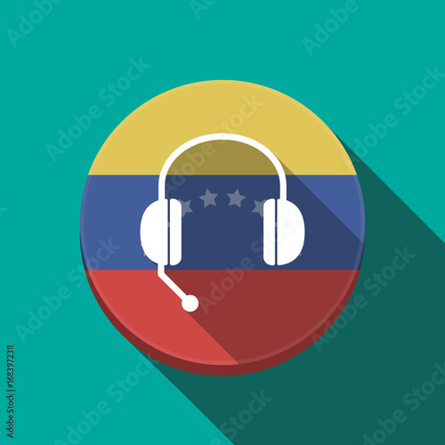 Long shadow Venezuela button with  a hands free phone device
