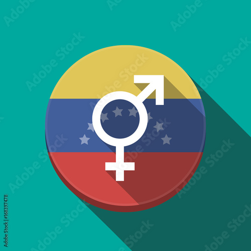 Long shadow Venezuela button with a bigender symbol