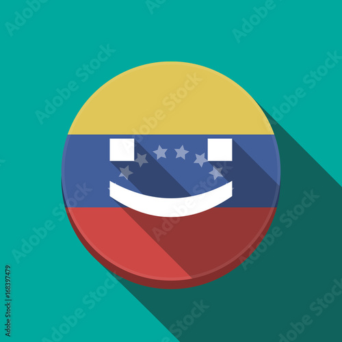 Long shadow Venezuela button with a smile text face