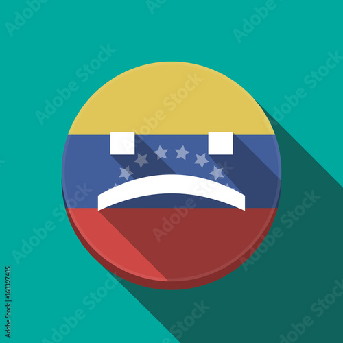 Long shadow Venezuela button with a sad text face