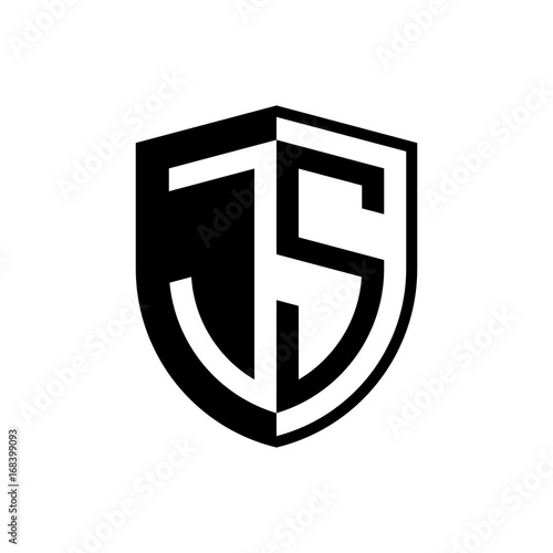 Initial two letter logo shield vector black