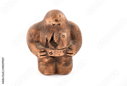 Photography Prague golem statuette on a white background stock photo images