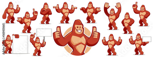 Gorilla mascot character set photo