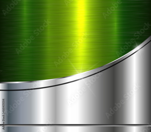 Background silver metallic with green brushed metal shiny texture