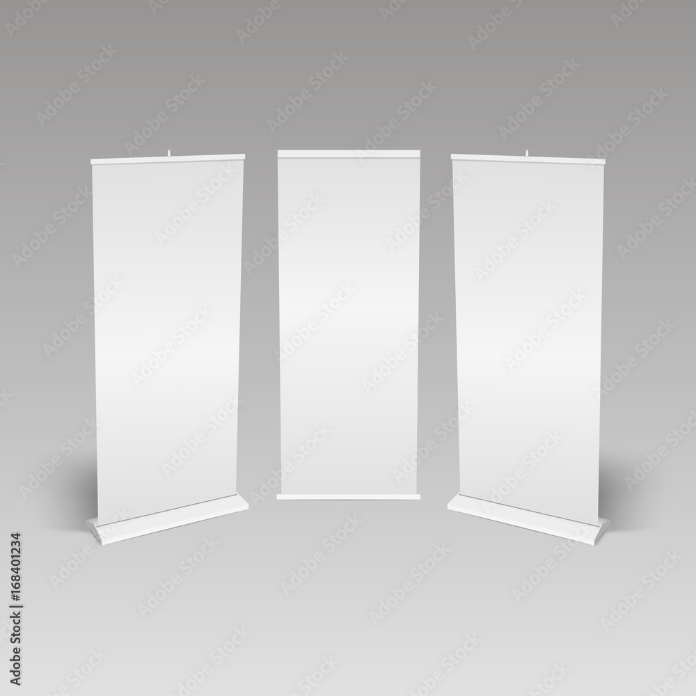 Blank roll-up banner display, isolated with clipping path. Vector Blank roll-up banner display, isolated with clipping path. Vector