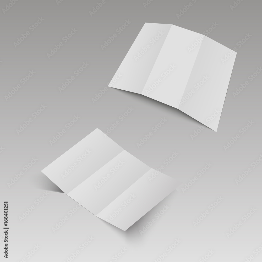 Blank three folded fold paper leaflet, flyer, broadsheet. Vector illustration Blank three folded fold paper leaflet, flyer, broadsheet. Vector illustration