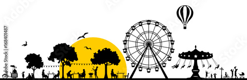 Silhouette Kirmes und Biergarten