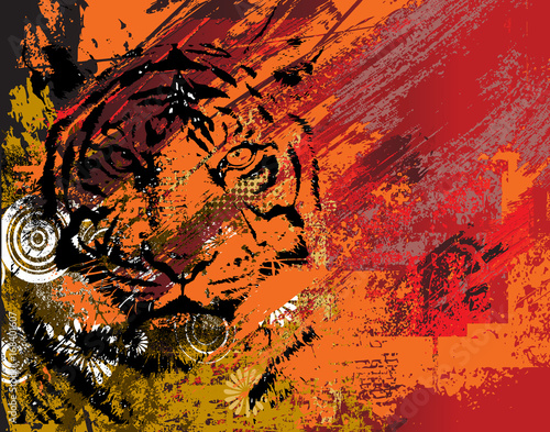 Tiger on abstract background
