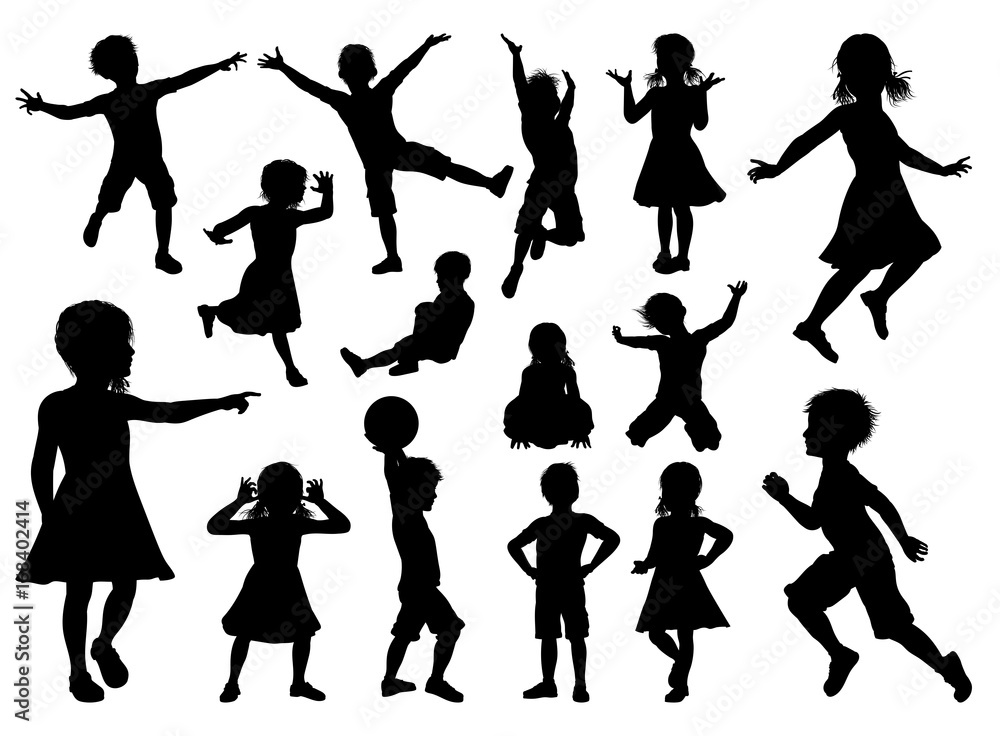 Fototapeta premium Children Silhouette Set