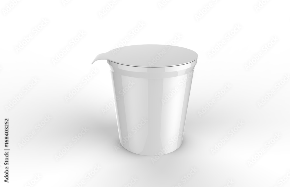 Yogurt Packaging Mock Up Template On Isolated White Background, Ready For Your Design, Plastic Container For Dairy Products, Yogurt, Cream And Dessert, 3d Illustration Yogurt Packaging Mock Up Template On Isolated White Background, Ready For Your Design, Plastic Container For Dairy Products, Yogurt, Cream And Dessert, 3d Illustration