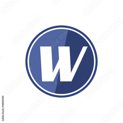 W letter logo in the blue circle. Vector design template elements for your application or company identity.