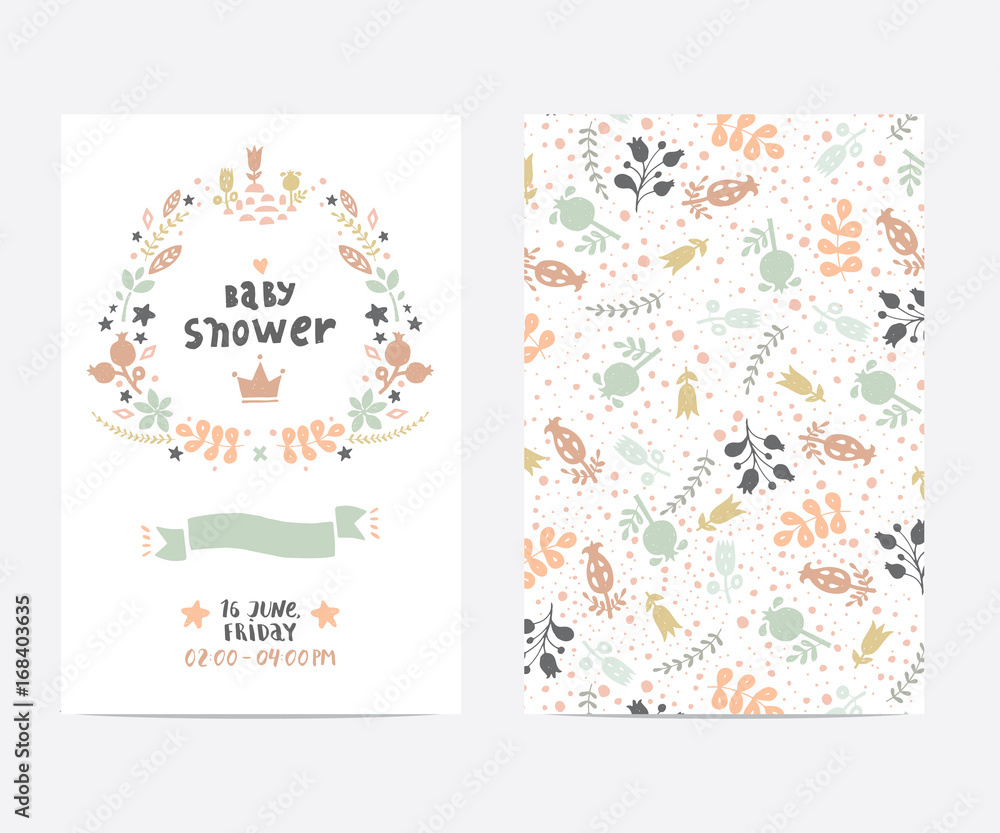 Fototapeta premium baby shower vector card template
