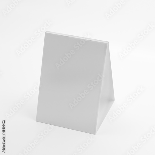 Blank Table Talkers Mock Ups On Isolated White Background, Table Tent For Your Design Presentation, 3D Illustration