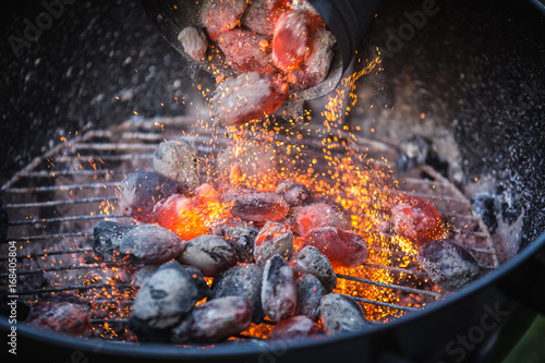 Barbecue with hot red charcoal