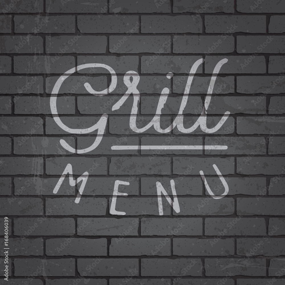 Obraz premium Hand drawn lettering slogan on brick wall background