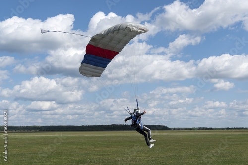 Russia, Kolomna, Aerograd, Landing skydiver.